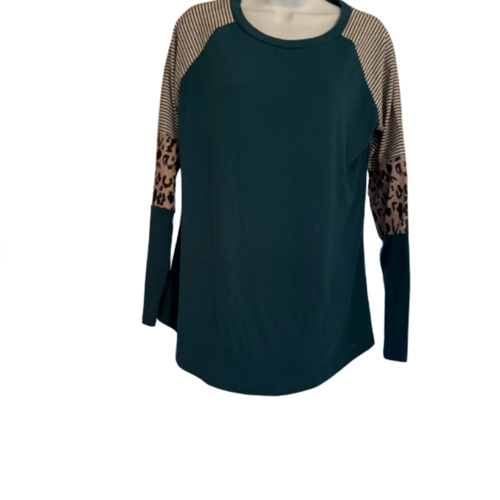 Teal and multi print Women's Top